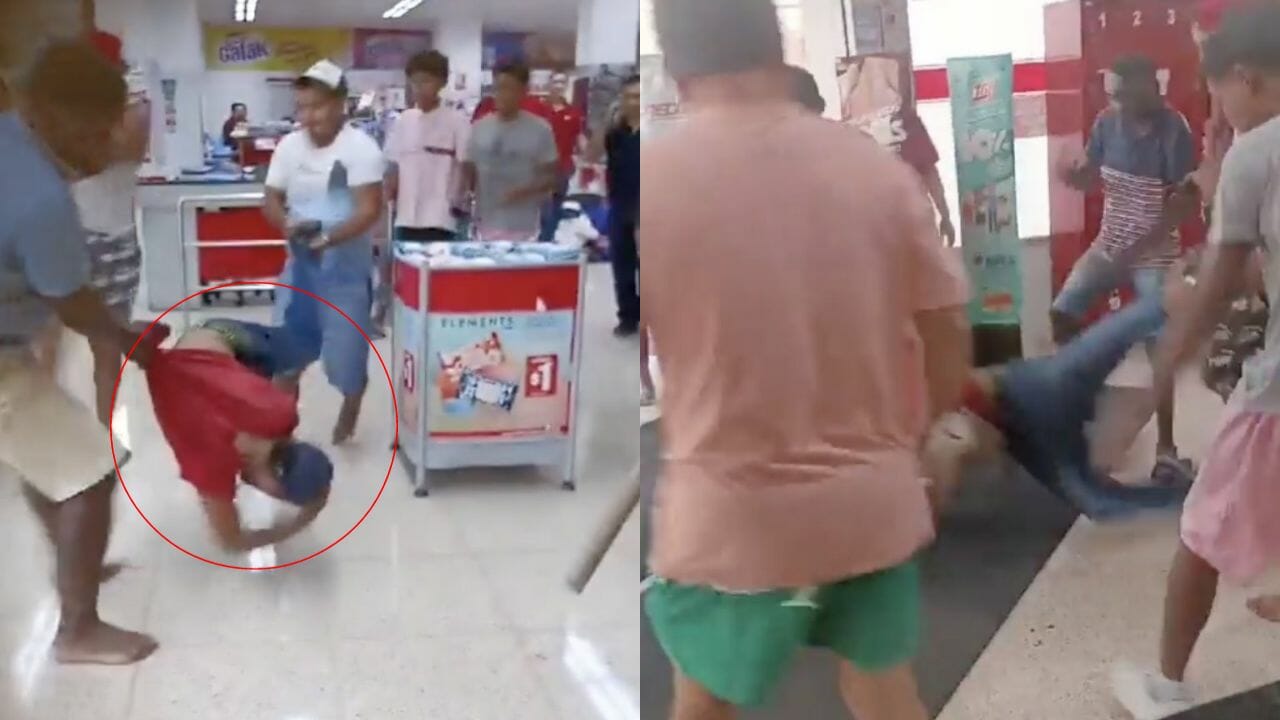 Un ladrón fue humillado y golpeado al ser descubierto intentando asaltar un supermercado de provincia de Manabí en Ecuador.