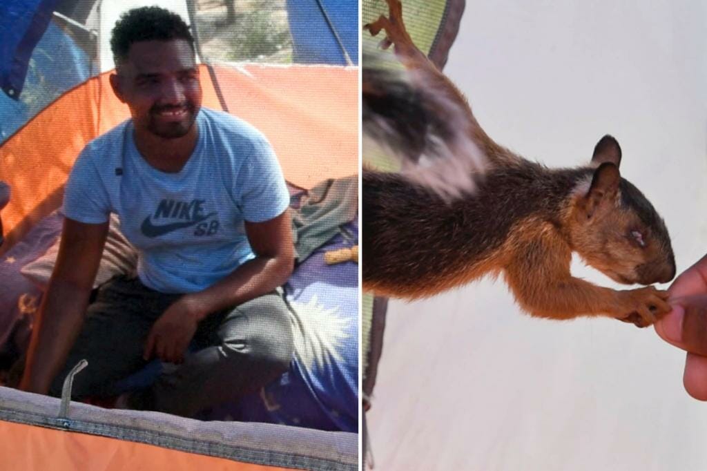Venezuelan migrant prepares to part ways with his beloved squirrel after almost stepping on a rodent when he was a baby