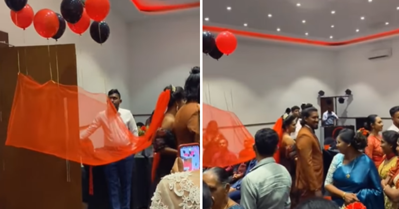 Wedding party!  Woman uses new balloon trick to make her veil float in viral video