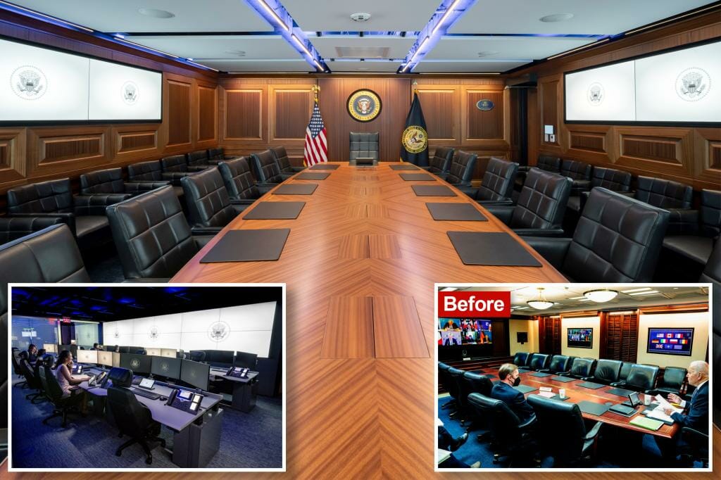 White House unveils sleek new Situation Room weeks after cocaine discovery