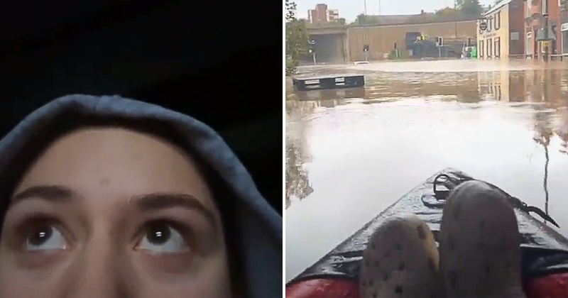 'Against the grain': Woman kayaks home after work as Storm Babet wreaks havoc on UK