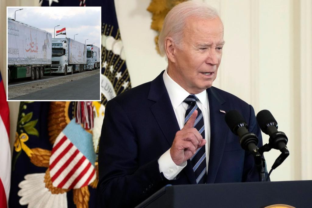 Biden complains that aid for Palestinian civilians is not arriving 'fast enough' from Egypt