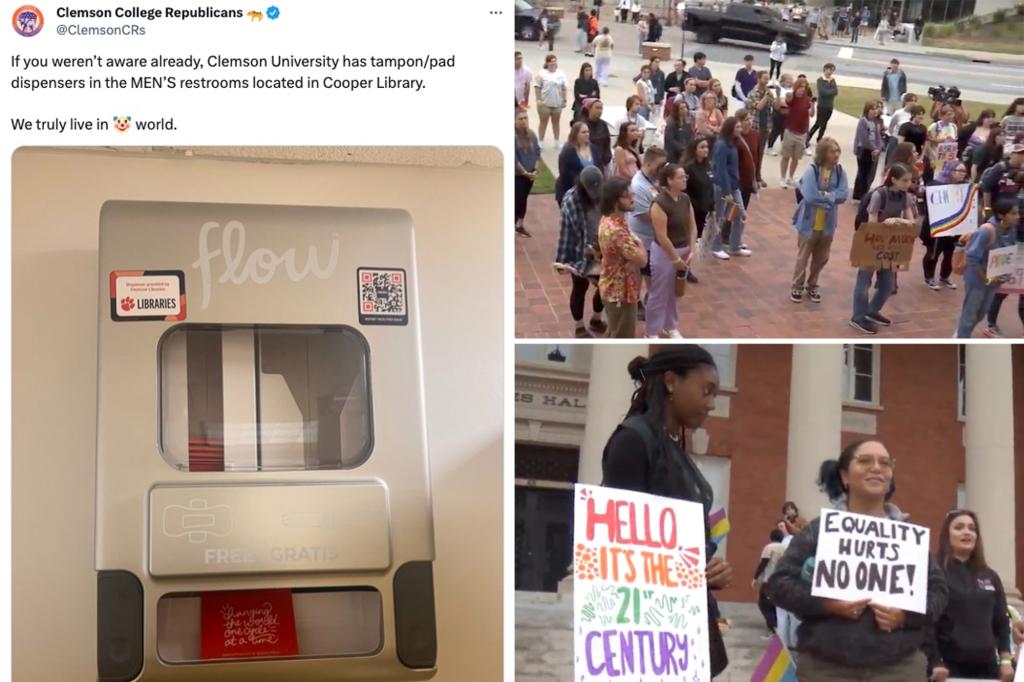 Clemson students protest removal of tampons from men's bathroom