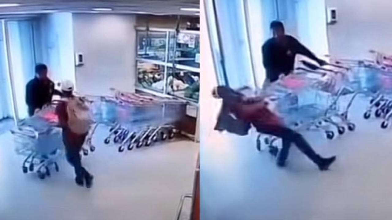 Las cámaras de seguridad de un supermercado en Uruguay capturaron el momento en que un valiente empleado lanzó una botella de gaseosa para neutralizar a un hombre que intentaba escapar con productos que supuestamente no había pagado.