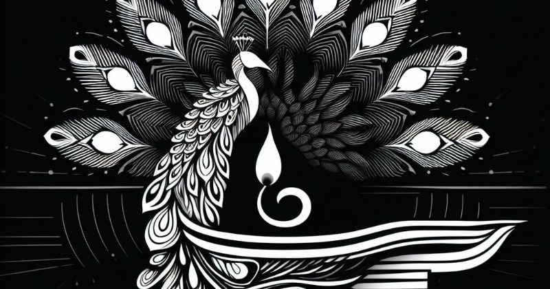 Feathers and Flames - Playful Personality Optical Illusion Test with Peacock and Diya