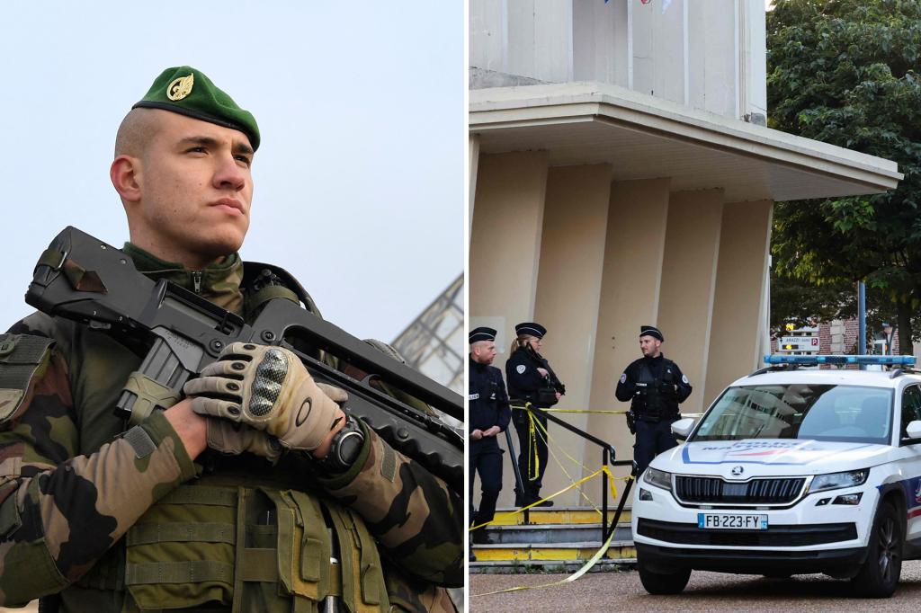 France deploys 7,000 troops after Louvre and Versailles receive bomb threats and teacher stabbed in 'Islamist terror'