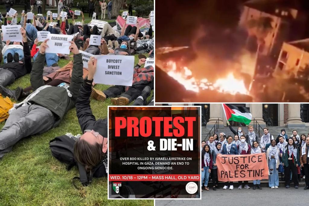 Harvard students stage 'die-in' to demand end to 'Gaza genocide' after signing letter blaming Israel for Hamas terror attack