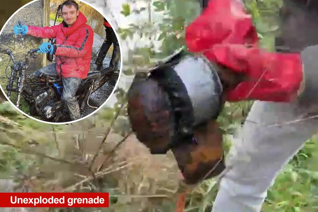 Magnetic fishermen were shocked when they pulled a live Second World War grenade out of the canal, sparking fears of a bomb