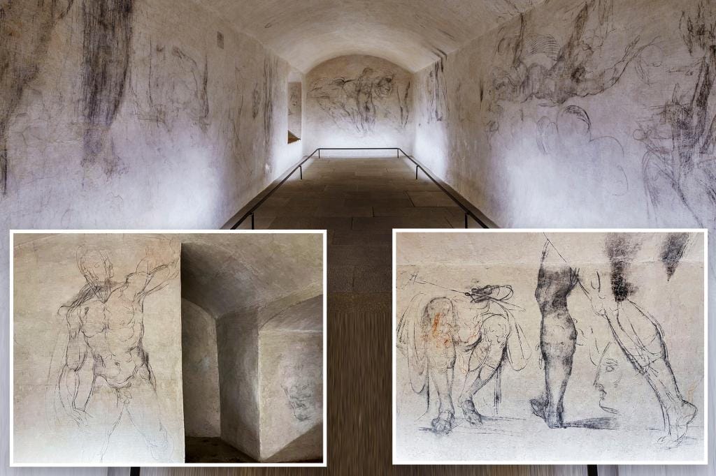 Michelangelo's supposed sketches in a hidden Florence chapel can be seen for the first time