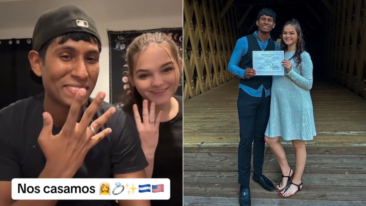 Este martes el joven catracho radicado en Estados Unidos, Carlos Ordoñez Andrade, reveló a través de TikTok que se casó con su "gringuita", Natalie.