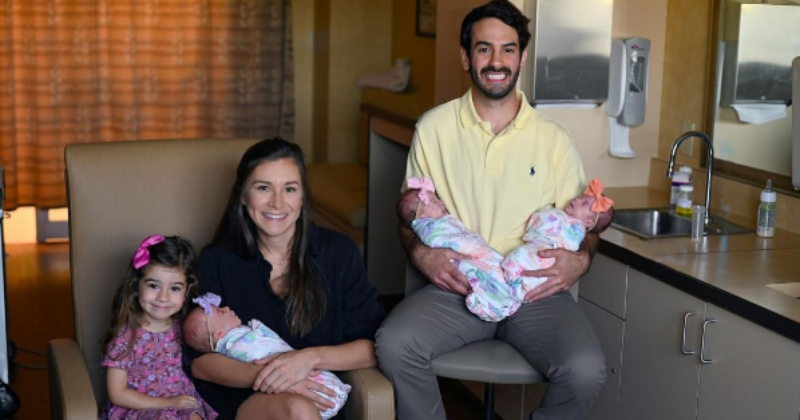 One in a million!  American couple gives birth to 'spontaneous triplets' on rare occasions