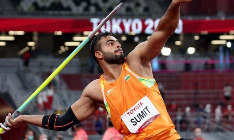 Sumit Antil wins gold with record-breaking throw in Javelin F64 event