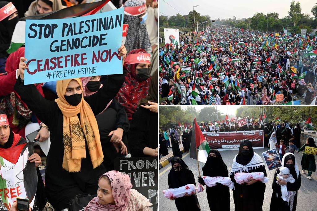 Thousands of people demonstrate in Pakistan against Israel's bombings in Gaza, chanting anti-American slogans