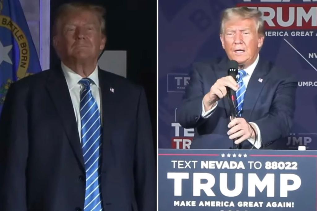 Trump attacks his Republican opponents and Biden at a campaign event in Las Vegas: 'We take the gloves off'