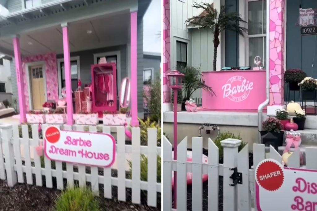 Utah neighborhood comes together to recreate Barbieland for Halloween, prompting police to close roads