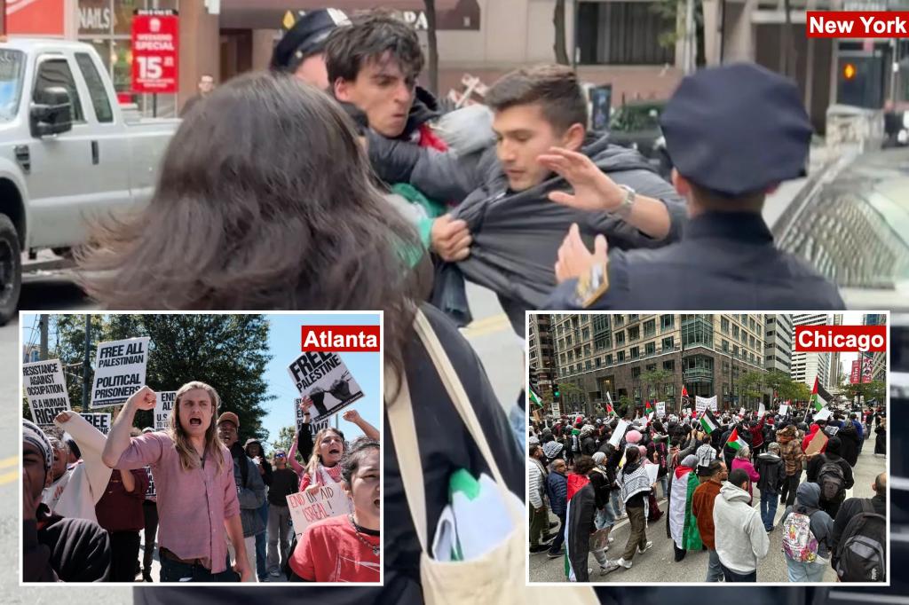Violent clashes break out at pro-Palestinian rallies across the US following Hamas terror attacks on Israel