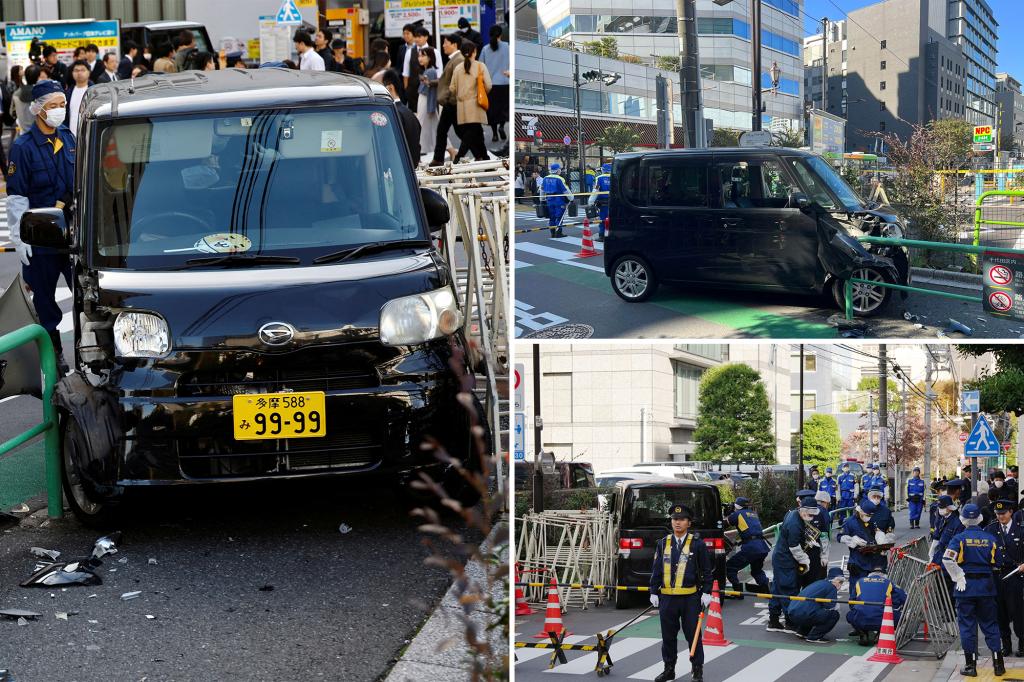 A car rams into a barricade near the Israeli embassy in Tokyo;  the driver is arrested