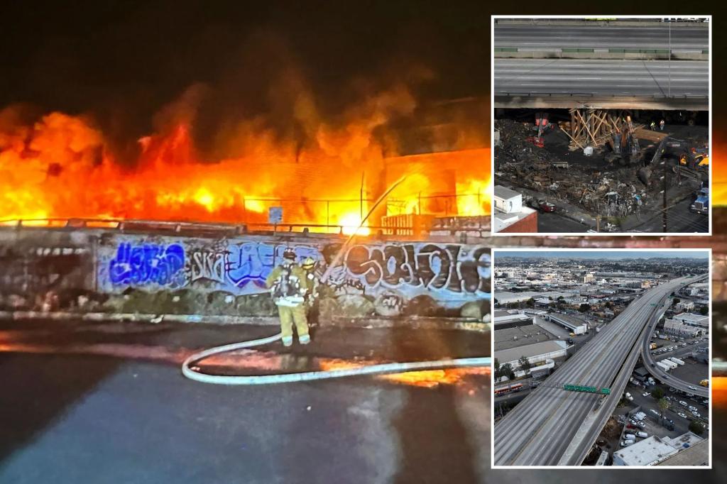 Arson likely sparked fire that damaged vital Los Angeles freeway artery, Gov. Newsom says