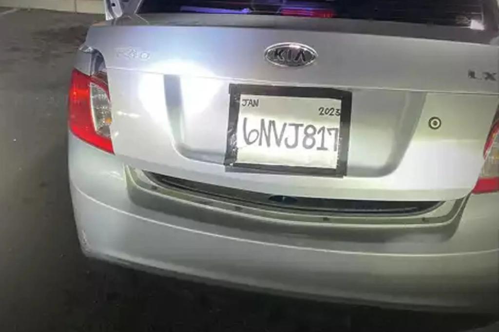 California woman arrested for comically fake license plate on stolen car