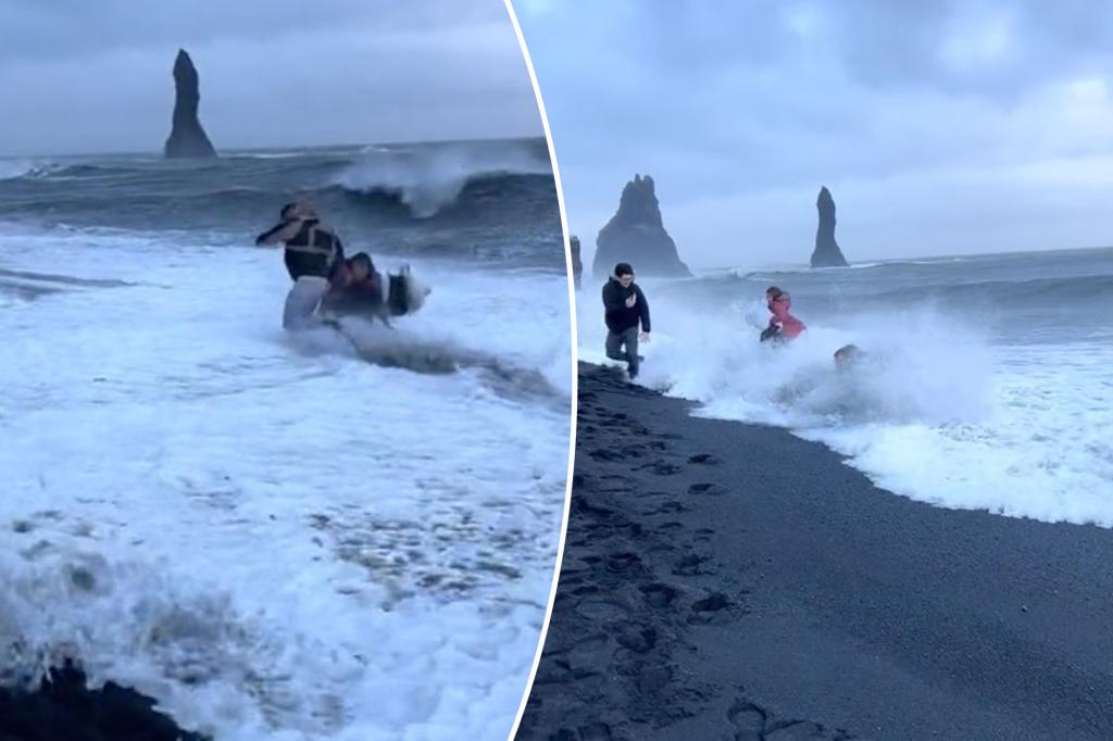 'Cocky' tourists almost swept into sea while trying to take photo on Iceland's most dangerous beach