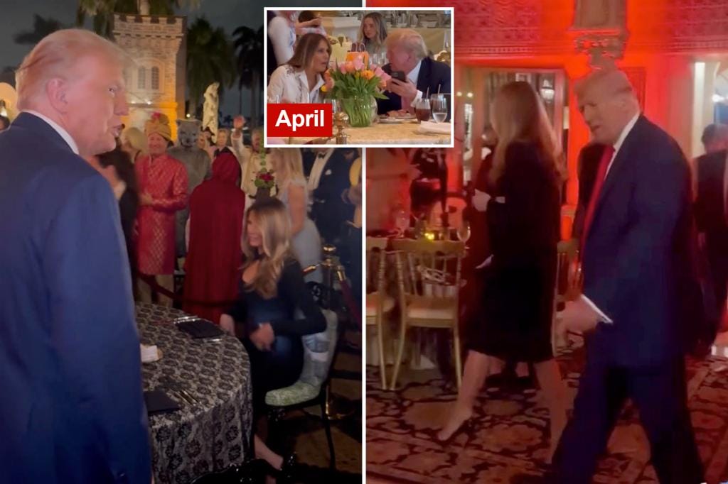Donald Trump and Melania are seen together for the first time in months at the Mar-a-Lago Halloween party