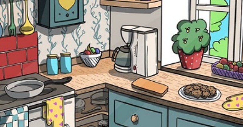 Intelligence test with optical illusion: detect the mouse hidden in the kitchen in 9 seconds