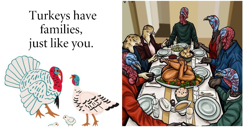 PETA Is Mercilessly Trolled For Viral Thanksgiving Post Showing Turkeys As Humans