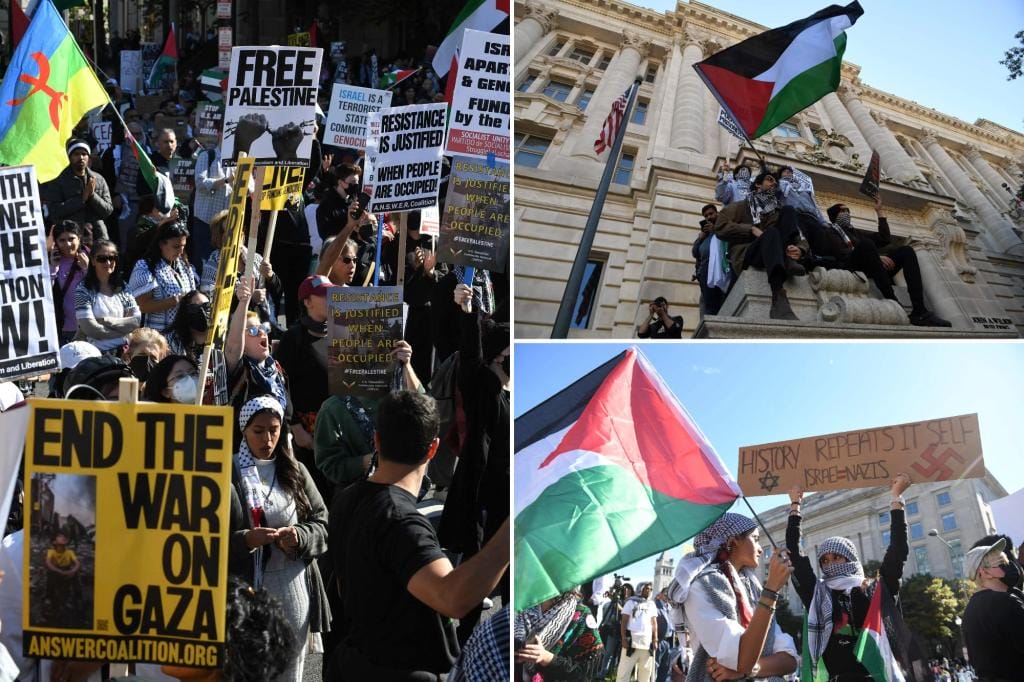 Pro-Palestinian protesters flood DC and say the "racist state" Israel "has no right to exist": "Long live the Intifada"