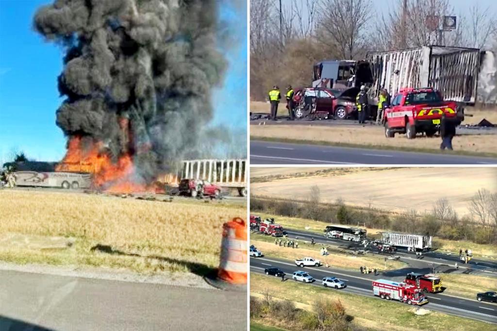 Semi-trailer rear-ends bus carrying students in Ohio, killing 3 and sending 15 to the hospital