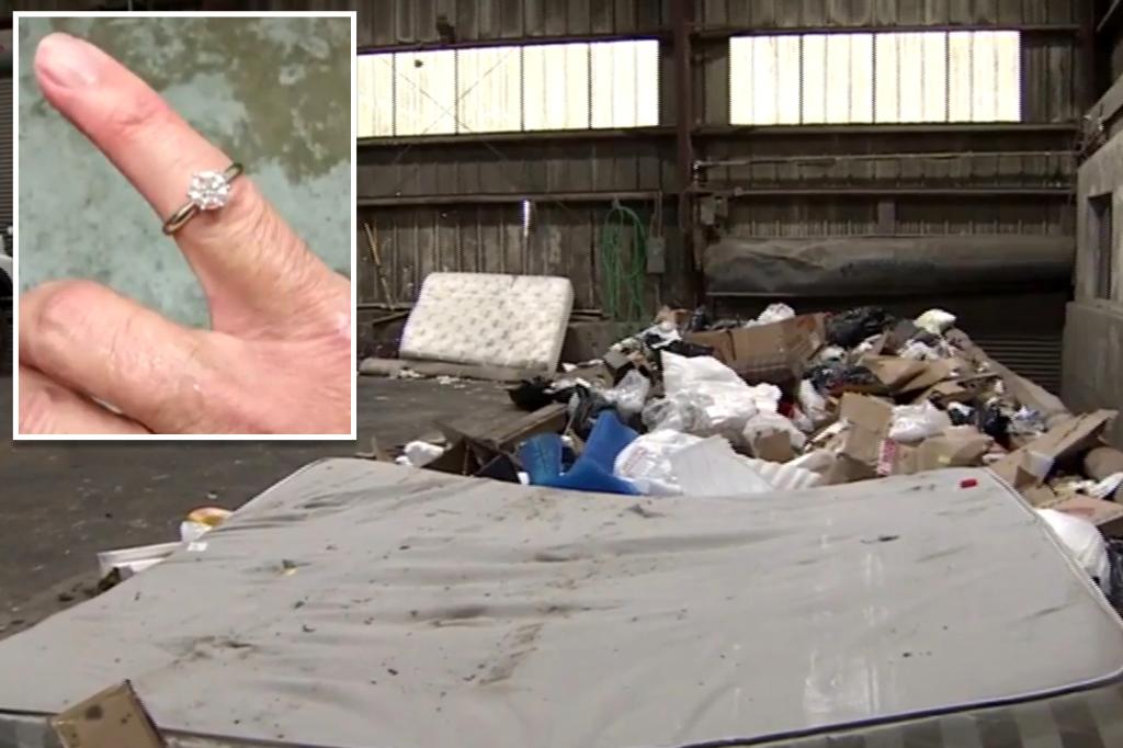 Workers find a woman's wedding ring carelessly thrown into 20 tons of trash with a single shovel;  the third time in 2 years the team helps