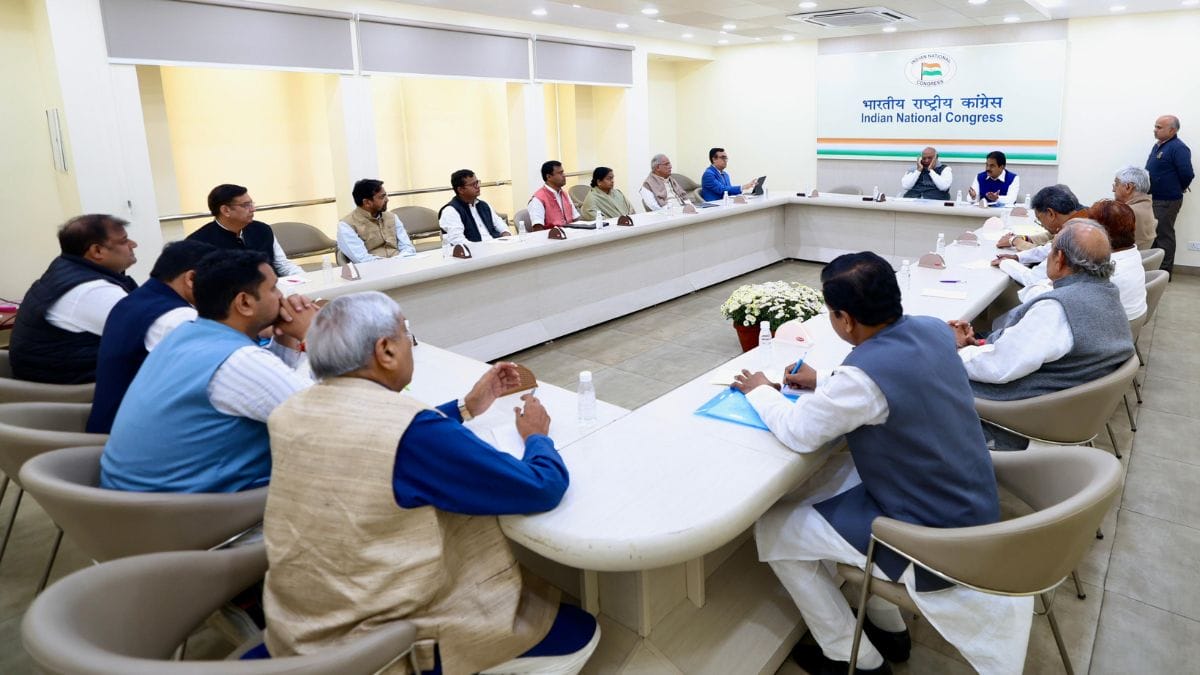 Chhattisgarh Congress leaders attend a review meeting