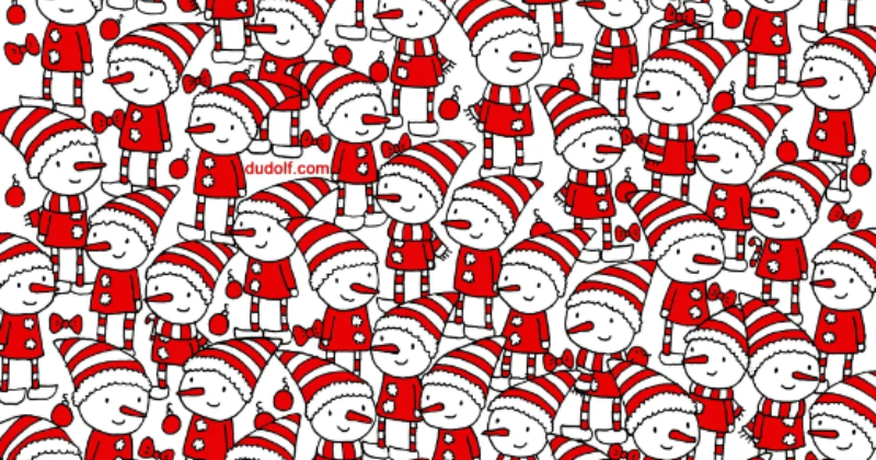 Christmas optical illusion: find the 3 candy canes among the elves