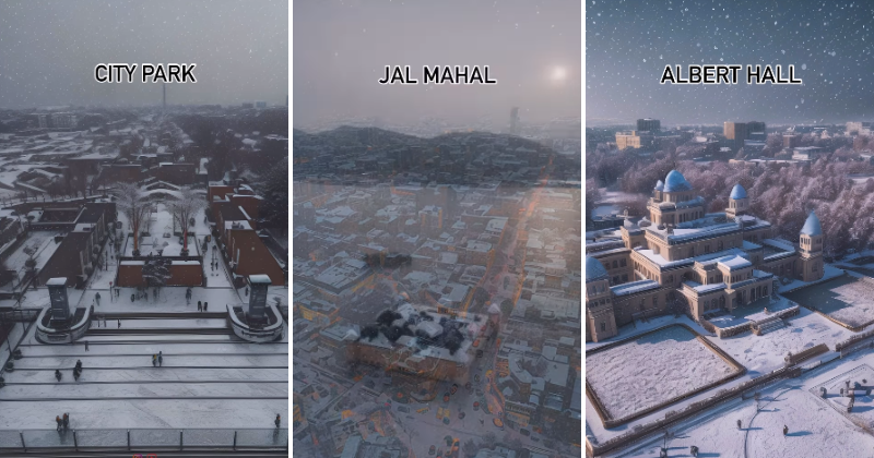 Digital winter wonderland: AI-rendered images transform Jaipur into a snowy spectacle