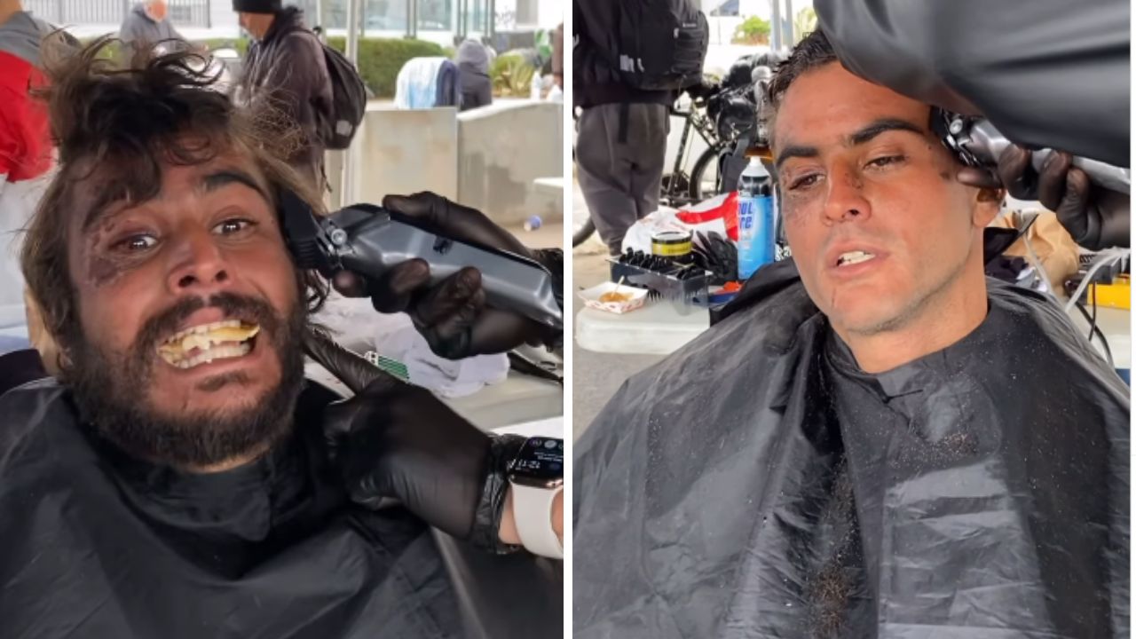 Una peluquería de California, Estados Unidos, hizo una obra de caridad a un vagabundo, sin imaginar que se viralizaría pero por otros motivos.