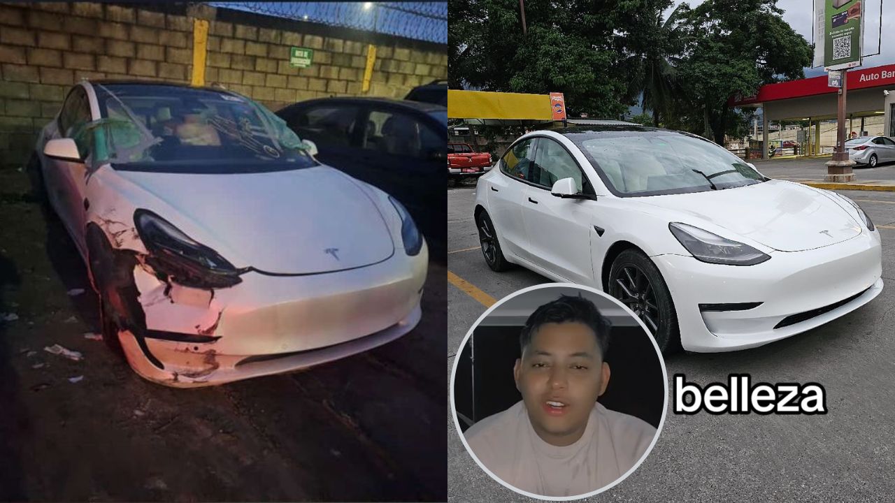 Fernando Valle es el joven catracho que compró un carro Tesla Model 3 - 2021 en mal estado en una subasta y que, gracias a su esfuerzo, ahora parece como nuevo.
