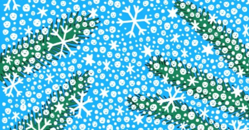 Optical illusion: find the little snowman hidden among the snowflakes