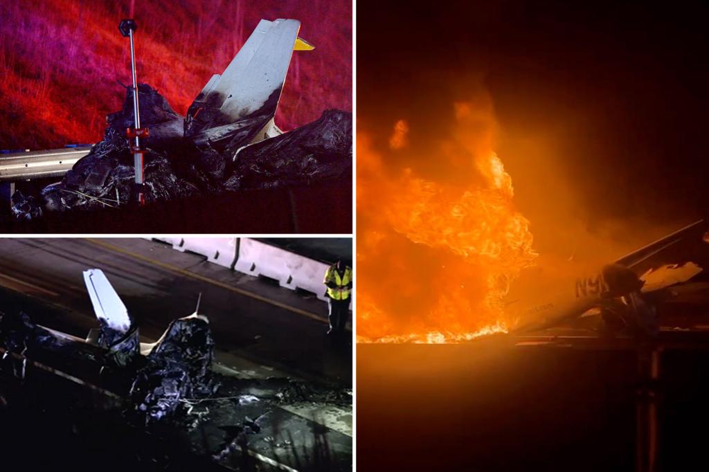 Plane bursts into flames after crash landing on North Carolina highway: 'Mayday'