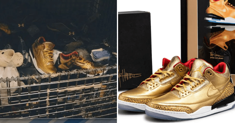 Rare gold Air Jordan 3 sneakers once worn by Spike Lee discovered in US donation bin, now up for auction