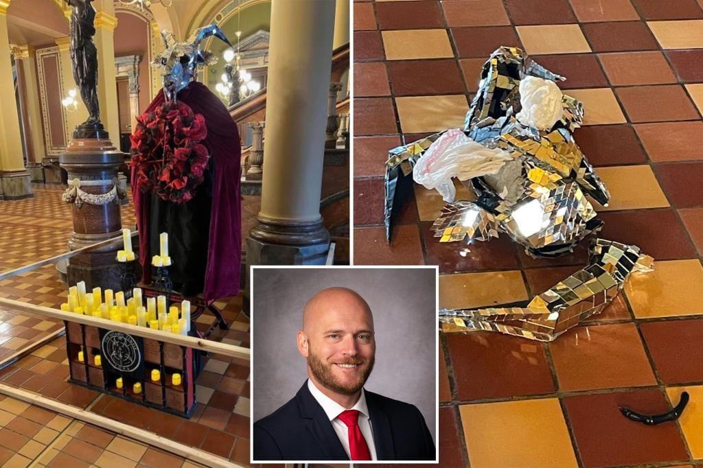 Satanic display inside Iowa State Capitol destroyed, man charged: officials