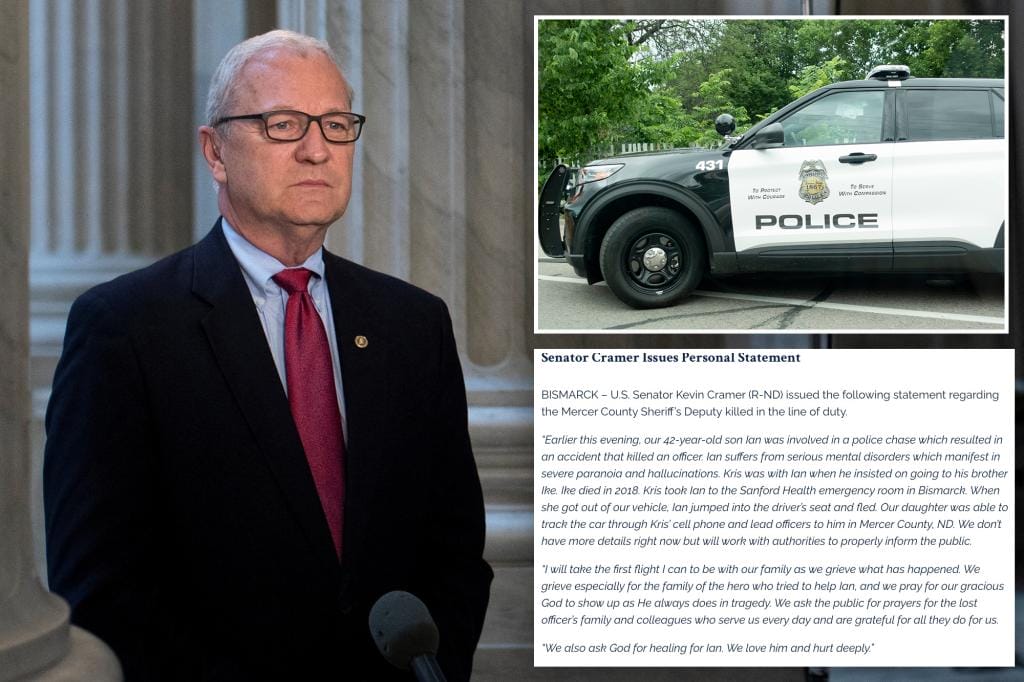 Sen. Kevin Cramer says his son was involved in police chase and crash that killed officer