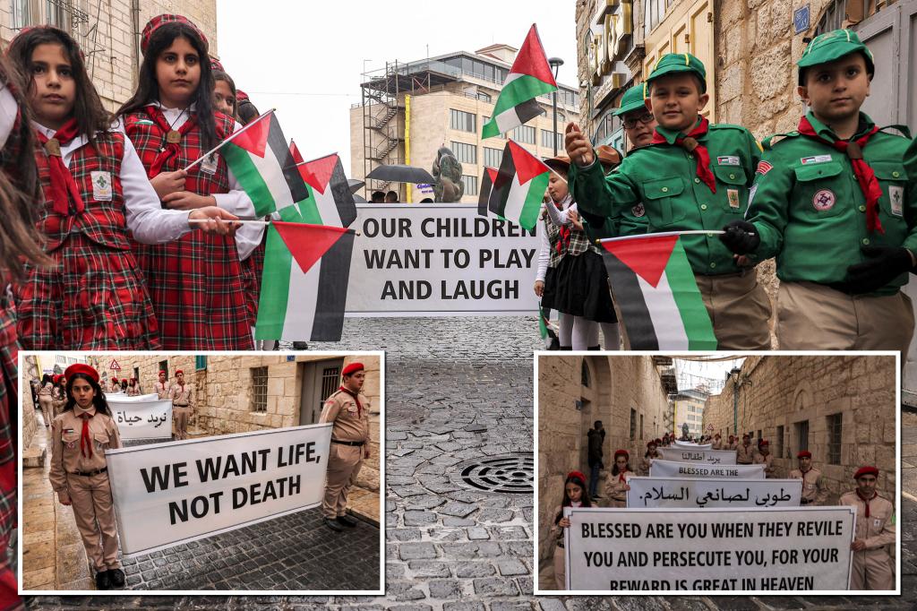 The Bethlehem children's parade becomes another symbolic victim of the war: "We want life, not death"