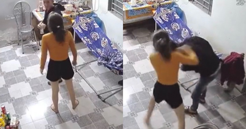 Viral video: Woman reacts with punches and kicks when her husband returns home late