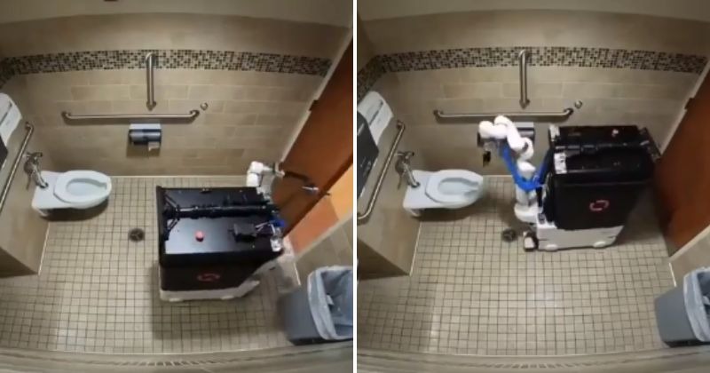 Anand Mahindra shares a video about a bathroom cleaning robot