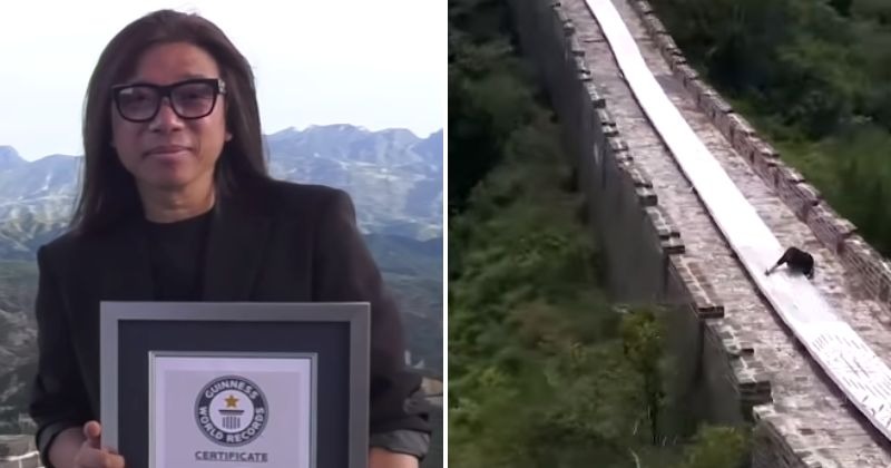Artist creates the world's longest drawing on top of the Great Wall