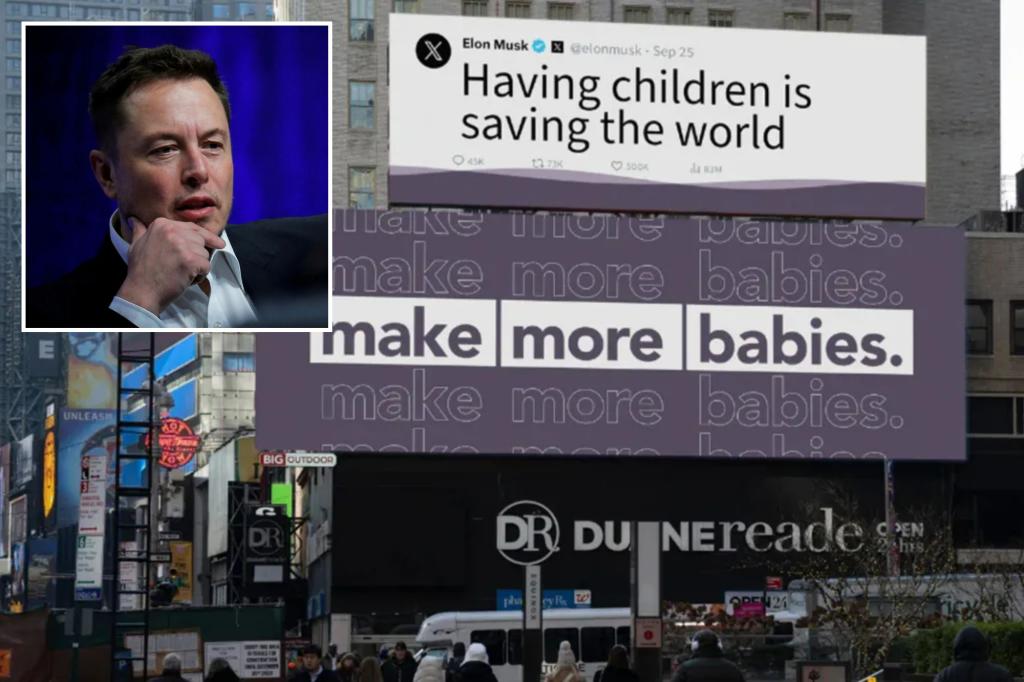 Elon Musk Quoted by Pro-Life Diaper Company in New Times Square Ad: "Having Children is Saving the World"