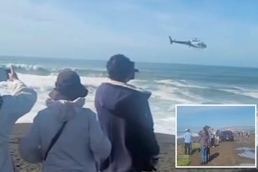 Father and son rescued from frigid ocean waters off California by rescue swimmers