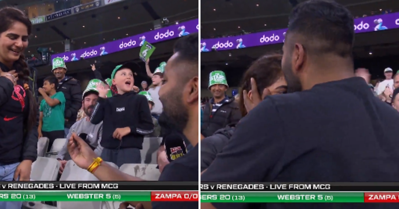 Indian man steals the show at Melbourne cricket ground and proposes to his girlfriend during half-time of the match