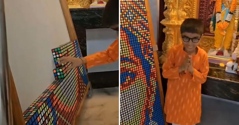 Karnataka boy creates portrait of Lord Ram using Rubik's cubes