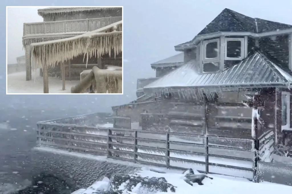 Lake-effect snowstorm turns New York restaurant into 'Frozen' castle