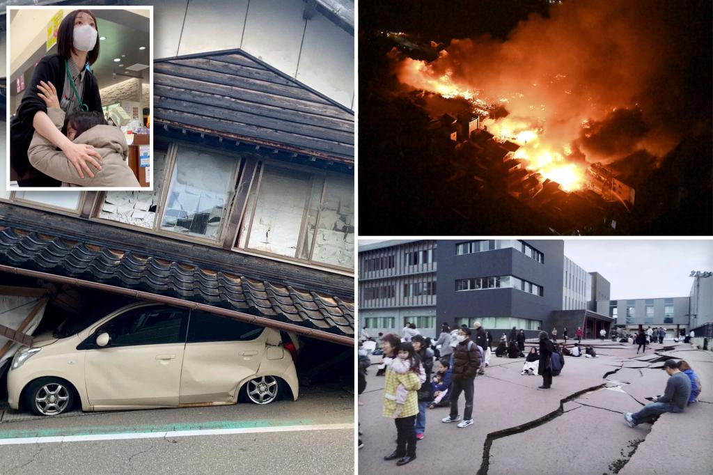 Rescuers are racing to find residents trapped under rubble after a series of strong earthquakes hit Japan and generated a serious tsunami threat.